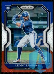 2021 Panini Prizm Red White & Blue Rookie Leody Taveras #127 Texas Rangers